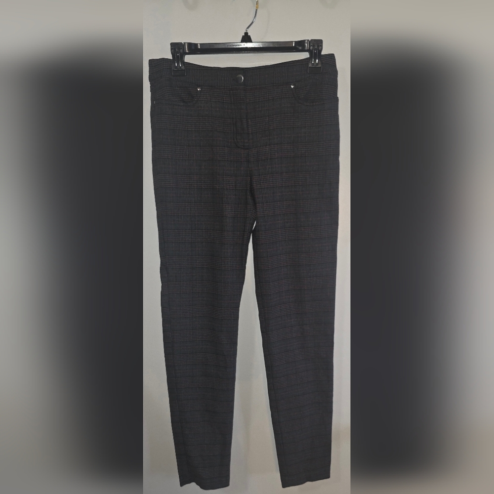 Soho Gray Plaid Pants with Subtle Red Windowpane